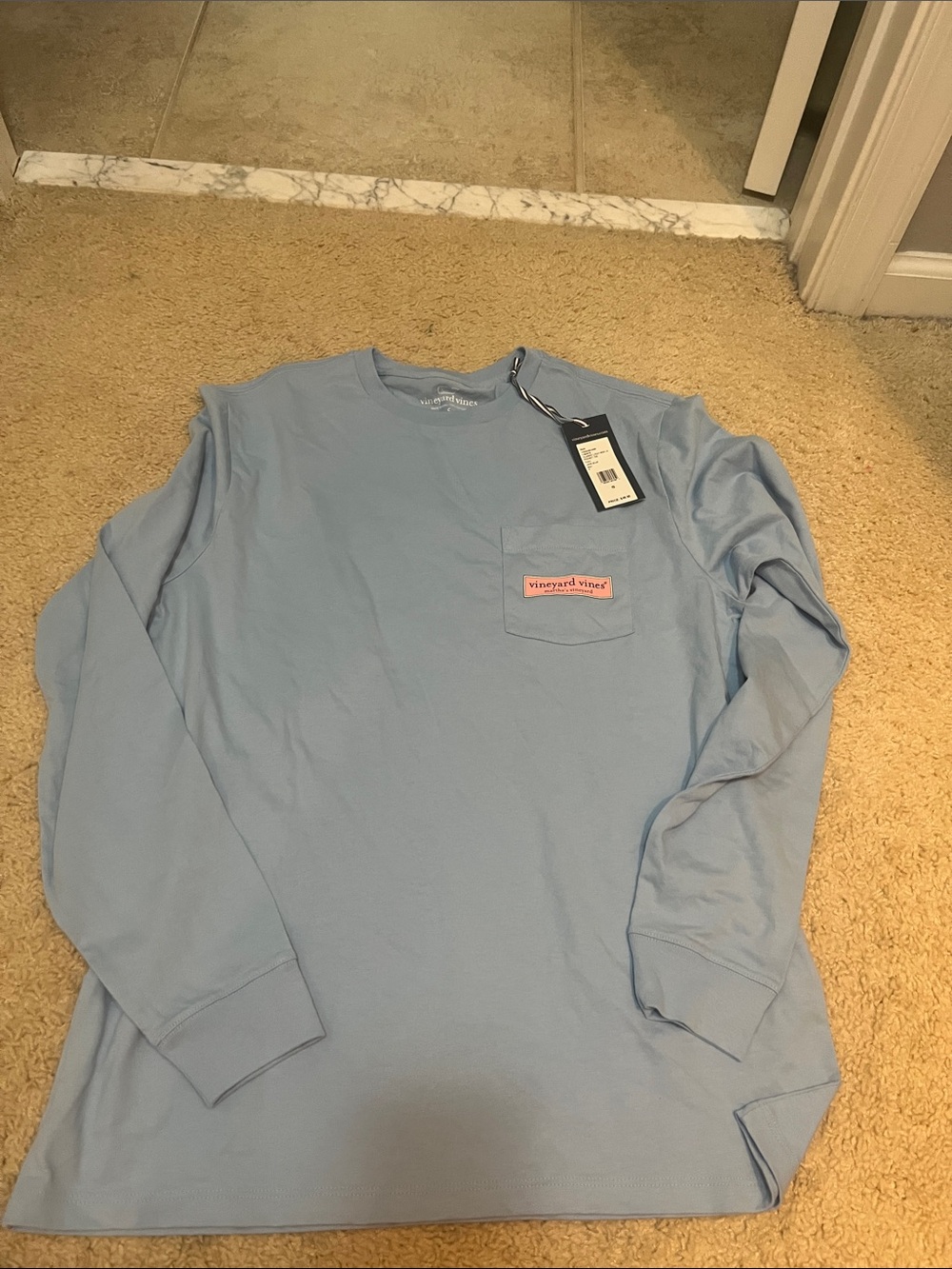 Vineyard Vines Light Blue Long-Sleeve Pocket Tee